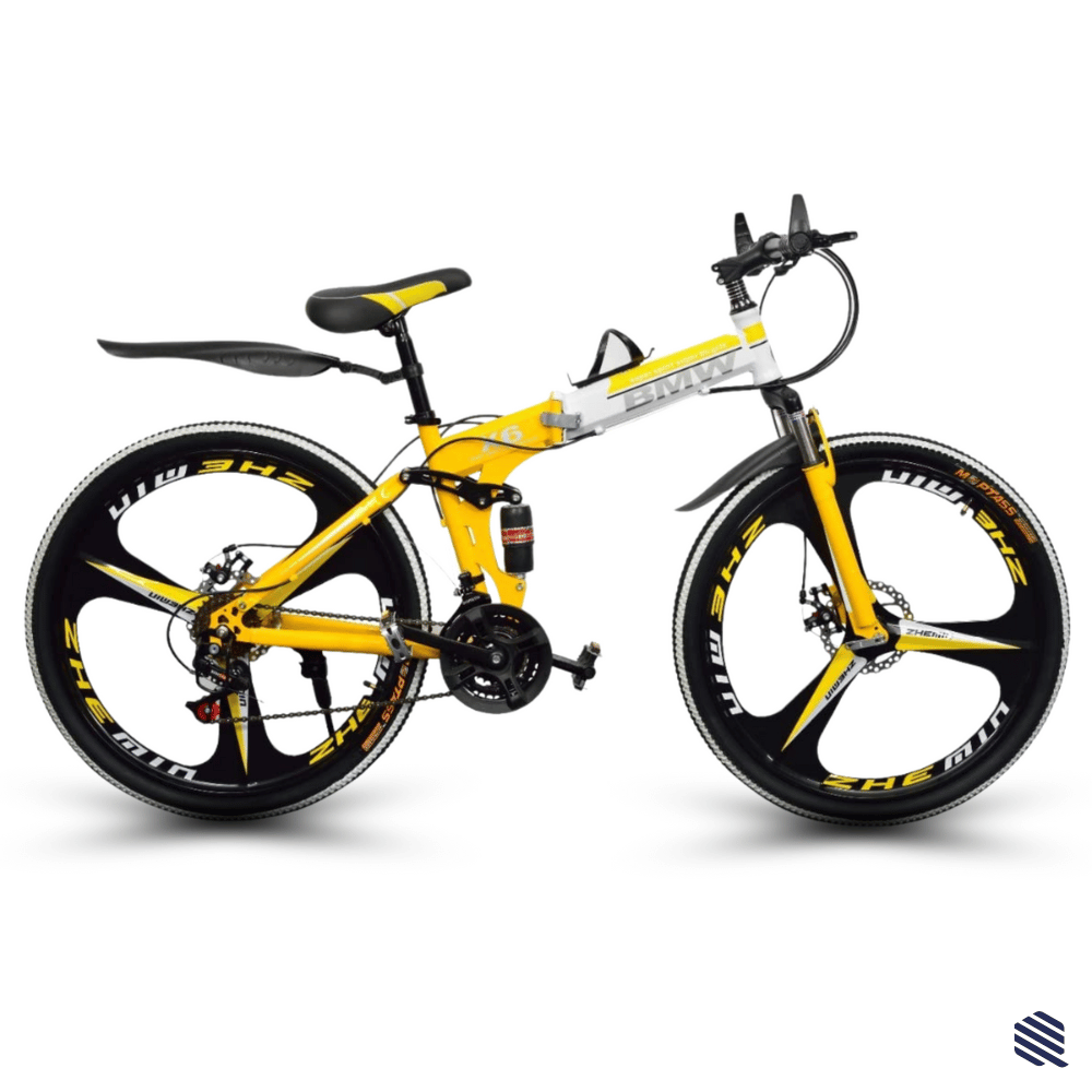 Yellow & White BMW Foldable Bicycle For Unisex - 3 Spokes