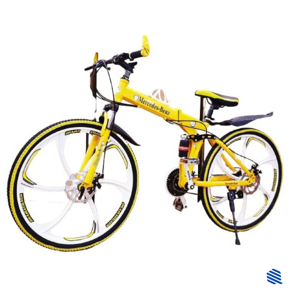 Yellow Mercedes Benz Foldable Bicycle For Unisex